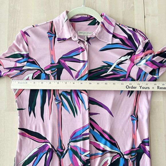Emilio Pucci Blouse Womens 2 Pink Abstract Printed Long Sleeve Button Down Top - Picture 13 of 15